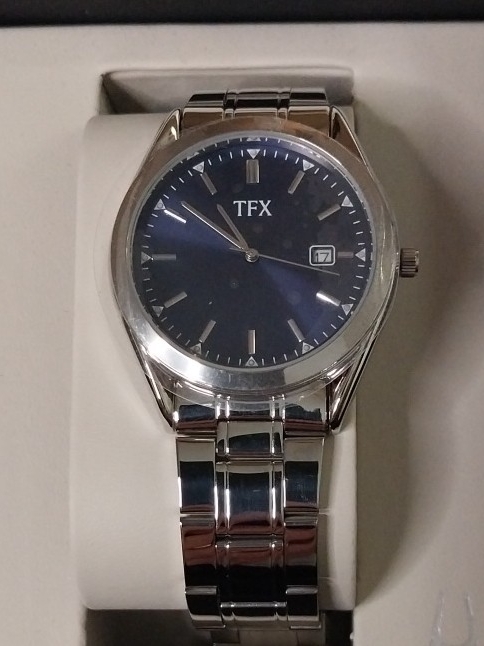Mens Stainless Steel Watch With Blue Dial